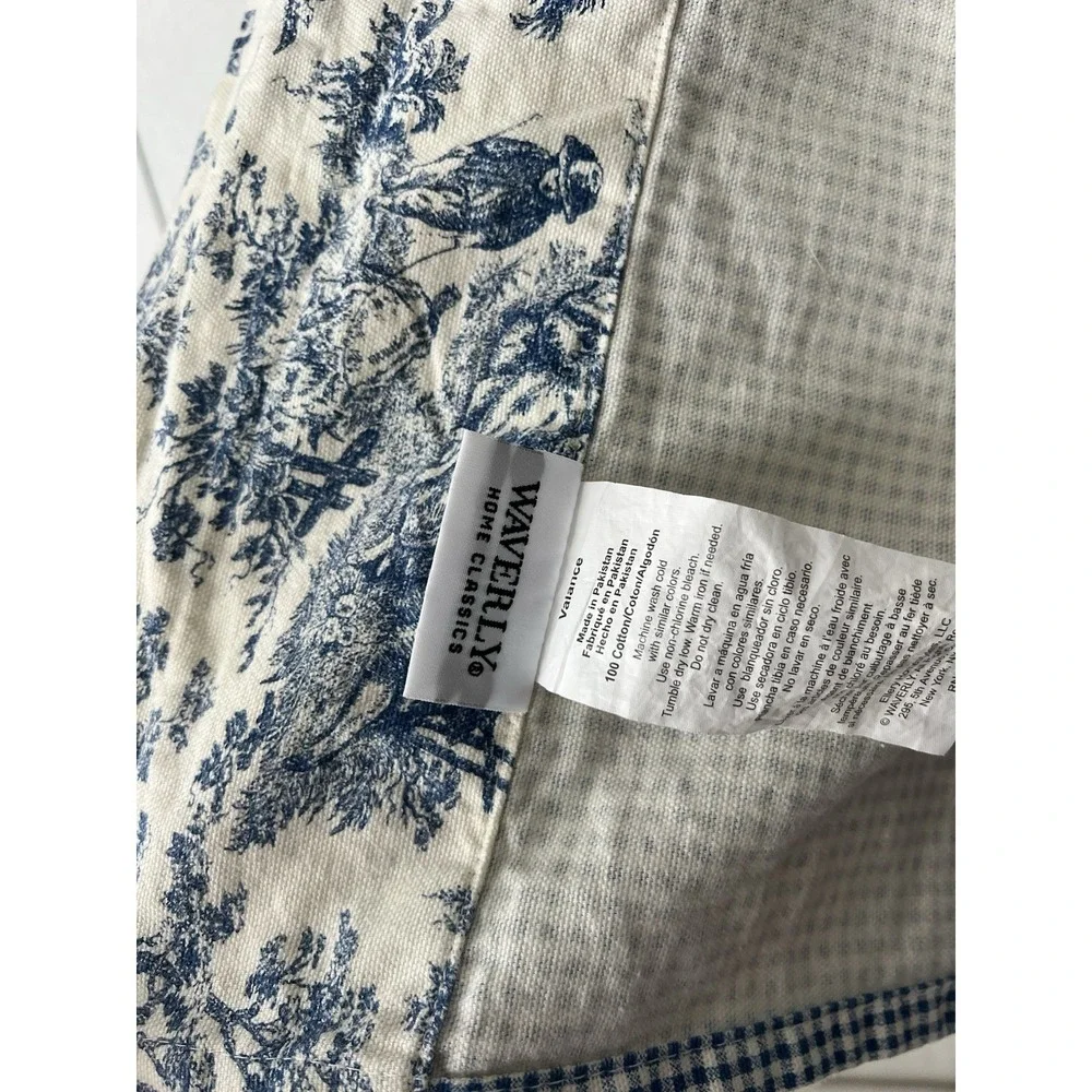 One Waverly Blue Toile & Gingham Double Valance 54